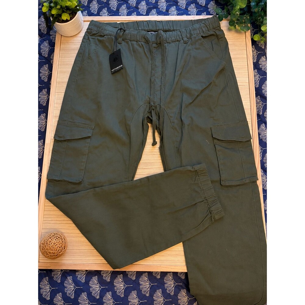 Victorious LA Men’s 3XL Olive Cargo Jogger Pants JG805 NWT Stretch